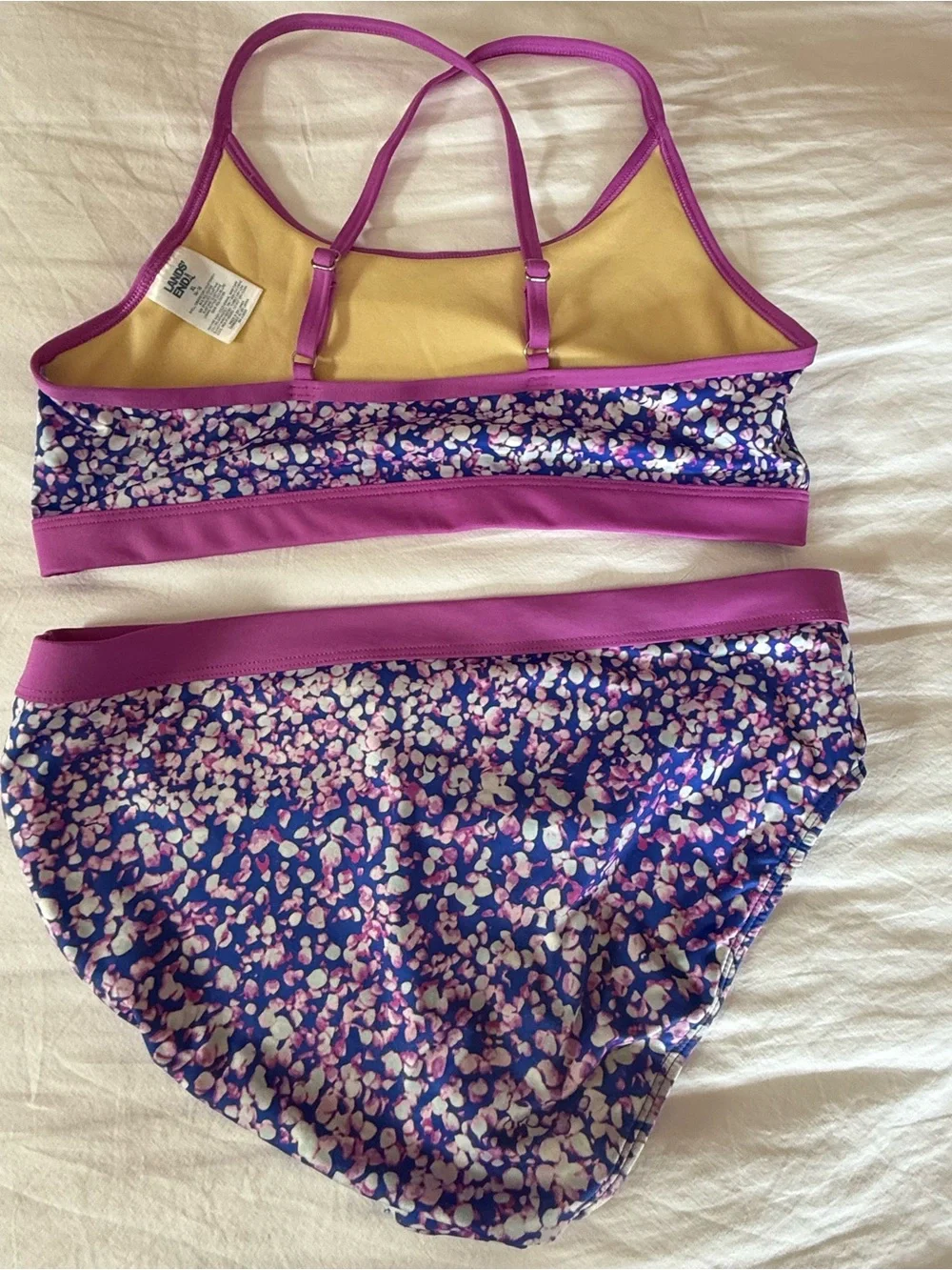 Lands' End Purple Floral Tankini Set with Rash Guard Pieces